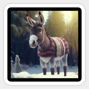 Cute Christmas Donkey Sticker